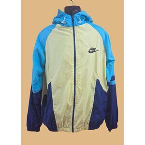 Nike Colorblock Hooded Windbreaker Jacket Large Blue/Yellow